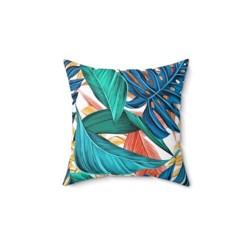 Tropical Leafs Pattern  Spun Polyester Square Pillow - Home Decor and Sofaset