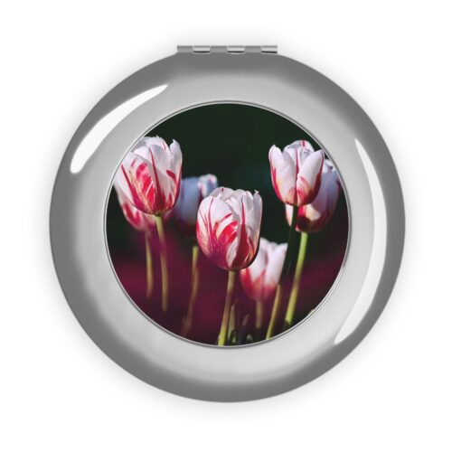 Compact Pink Rose Travel Pocket / Handbag Sized Dual Mirrior for Women & Girls