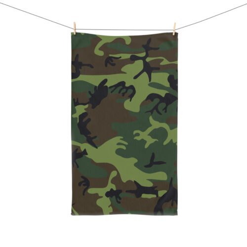 GMP's Camouflage Green Brown Army Hand Towel: Elevate Your Bathroom Décor