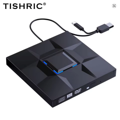 TISHRIC Type C USB 3.0 External CD Player Reader Burner External DVD Drive Writer DVD-RW CD-RW VCD ROM For PC Laptop Desktop