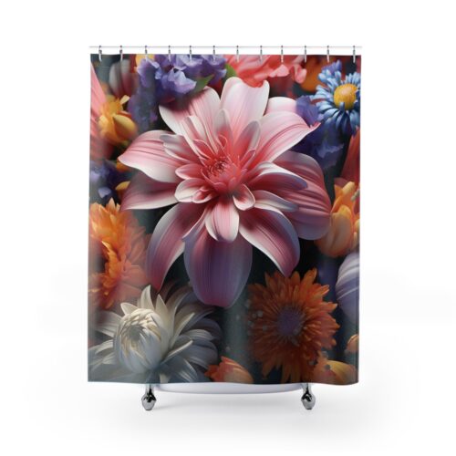 GMP 3D Flowers Blossom Elegant Shower Curtain for Bathroom