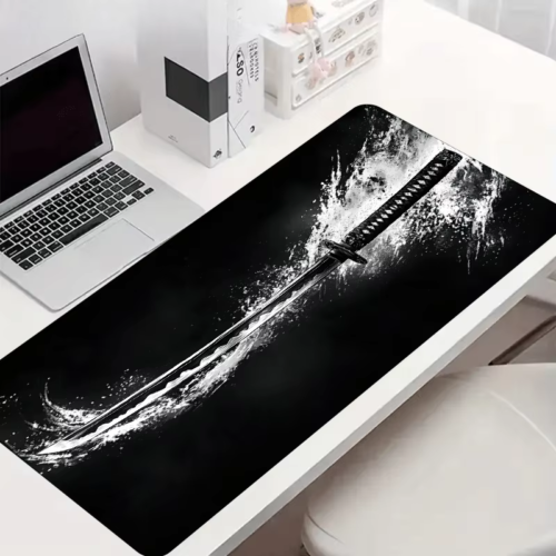 GMPC Black Katana Sword Design XXL Gaming Mouse Pad – Anti-Slip Rubber Desk Mat for Keyboard & Desktop Setup