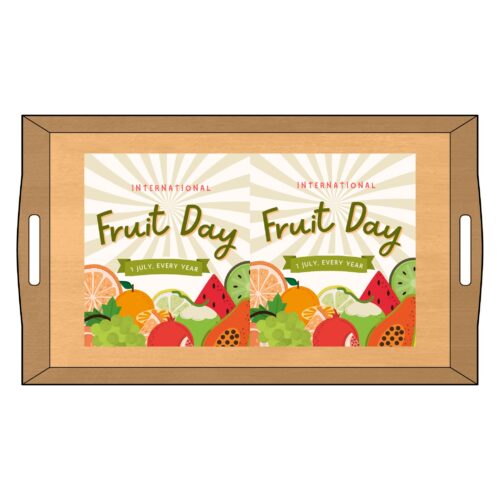 GMP Eco Bamboo Serving Tray with Engraved Fruit Day Design, Perfect for Entertaining, Home Decor, Gift for Foodies, Kitchen Accent