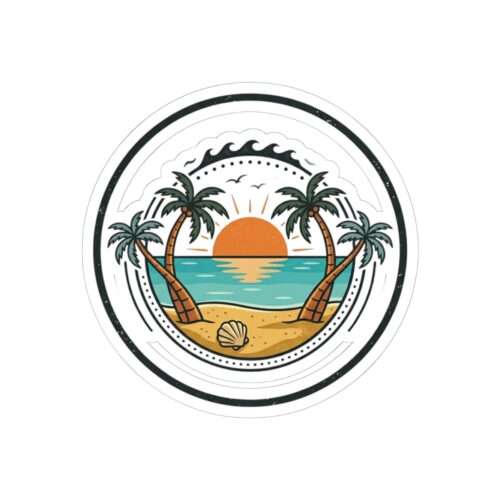 Sunset Beach Crest Kiss-Cut Stickers | pastel beach, keepsake vacation